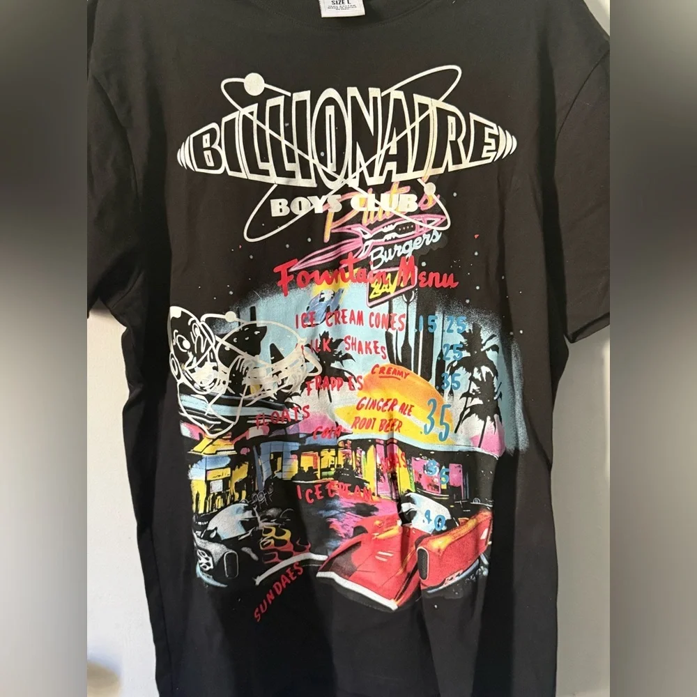 Billionaire Boys Club Graphic Tee Black Retro Diner Print T-Shirt Size L - Picture 3 of 6